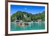 The Bay of El Nido with Outrigger Boats, Bacuit Archipelago, Palawan, Philippines-Michael Runkel-Framed Photographic Print