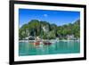 The Bay of El Nido with Outrigger Boats, Bacuit Archipelago, Palawan, Philippines-Michael Runkel-Framed Photographic Print