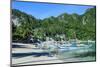 The Bay of El Nido with Outrigger Boats, Bacuit Archipelago, Palawan, Philippines-Michael Runkel-Mounted Photographic Print