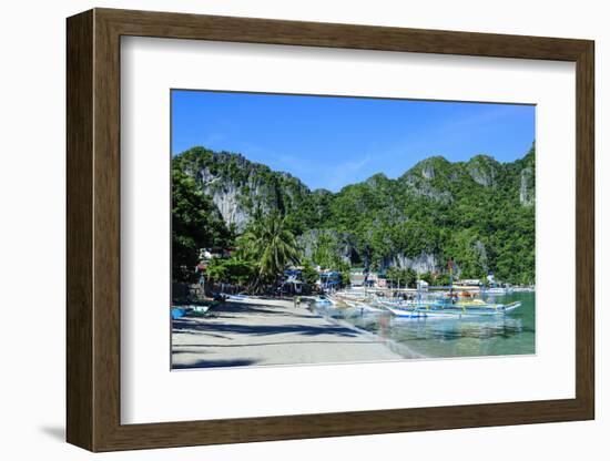 The Bay of El Nido with Outrigger Boats, Bacuit Archipelago, Palawan, Philippines-Michael Runkel-Framed Photographic Print