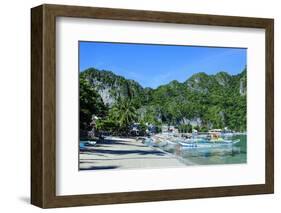 The Bay of El Nido with Outrigger Boats, Bacuit Archipelago, Palawan, Philippines-Michael Runkel-Framed Photographic Print