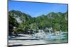 The Bay of El Nido with Outrigger Boats, Bacuit Archipelago, Palawan, Philippines-Michael Runkel-Mounted Photographic Print