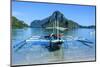 The Bay of El Nido with Outrigger Boats, Bacuit Archipelago, Palawan, Philippines-Michael Runkel-Mounted Photographic Print