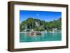 The Bay of El Nido with Outrigger Boats, Bacuit Archipelago, Palawan, Philippines-Michael Runkel-Framed Photographic Print