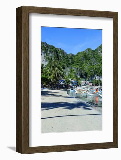 The Bay of El Nido with Outrigger Boats, Bacuit Archipelago, Palawan, Philippines-Michael Runkel-Framed Photographic Print