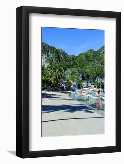 The Bay of El Nido with Outrigger Boats, Bacuit Archipelago, Palawan, Philippines-Michael Runkel-Framed Photographic Print