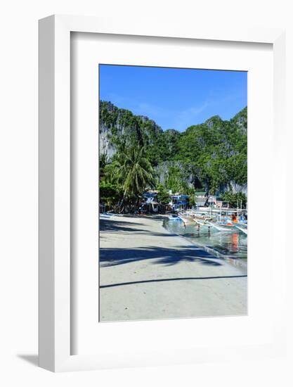 The Bay of El Nido with Outrigger Boats, Bacuit Archipelago, Palawan, Philippines-Michael Runkel-Framed Photographic Print