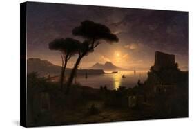 The Bay of Naples at Moonlit Night, 1842-Ivan Konstantinovich Aivazovsky-Stretched Canvas