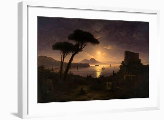 The Bay of Naples at Moonlit Night, 1842-Ivan Konstantinovich Aivazovsky-Framed Giclee Print