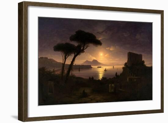 The Bay of Naples at Moonlit Night, 1842-Ivan Konstantinovich Aivazovsky-Framed Giclee Print