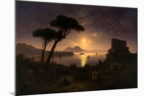 The Bay of Naples at Moonlit Night, 1842-Ivan Konstantinovich Aivazovsky-Mounted Giclee Print