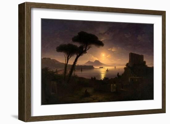 The Bay of Naples at Moonlit Night, 1842-Ivan Konstantinovich Aivazovsky-Framed Giclee Print