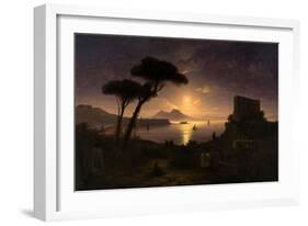 The Bay of Naples at Moonlit Night, 1842-Ivan Konstantinovich Aivazovsky-Framed Giclee Print