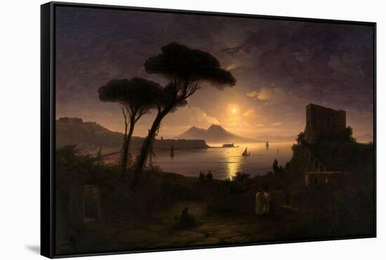 The Bay of Naples at Moonlit Night, 1842-Ivan Konstantinovich Aivazovsky-Framed Stretched Canvas