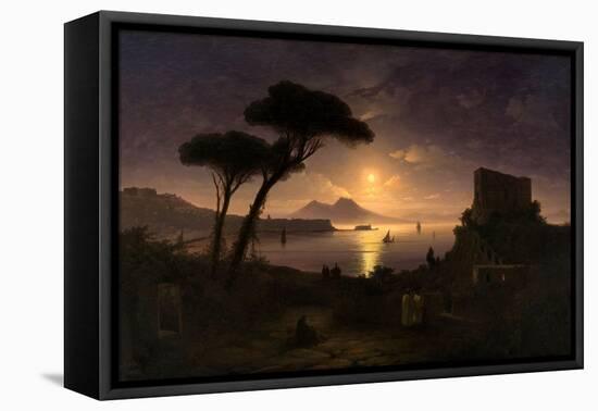 The Bay of Naples at Moonlit Night, 1842-Ivan Konstantinovich Aivazovsky-Framed Stretched Canvas