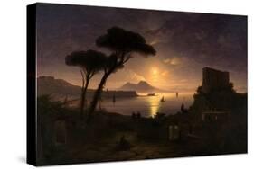 The Bay of Naples at Moonlit Night, 1842-Ivan Konstantinovich Aivazovsky-Stretched Canvas