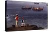 The Bay of Naples Near Santa Lucia Showing the Naval Fleets Returning from Algiers-Jacob Philipp Hackert-Stretched Canvas