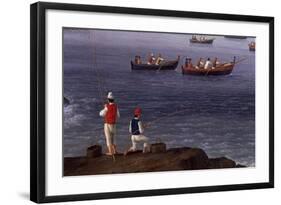 The Bay of Naples Near Santa Lucia Showing the Naval Fleets Returning from Algiers-Jacob Philipp Hackert-Framed Giclee Print