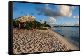 The Bay of Tamuning with its Hotel Resorts in Guam, Us Territory, Central Pacific, Pacific-Michael Runkel-Framed Stretched Canvas