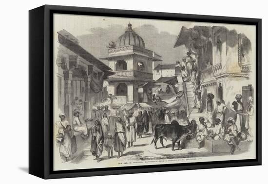 The Bazaar, Oodipoor, Rajpootana-William Carpenter-Framed Stretched Canvas