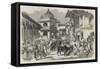 The Bazaar, Oodipoor, Rajpootana-William Carpenter-Framed Stretched Canvas