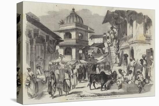 The Bazaar, Oodipoor, Rajpootana-William Carpenter-Stretched Canvas