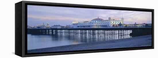 The Beach and Palace Pier, Brighton, East Sussex, England, UK, Europe-Lee Frost-Framed Stretched Canvas