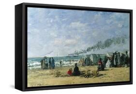 The Beach at Bathing Time-Eugène Boudin-Framed Stretched Canvas