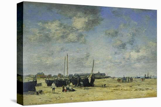 The Beach at Berck; La Plage De Berck, 1878-Eugène Boudin-Stretched Canvas