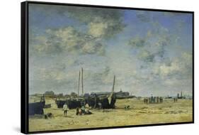 The Beach at Berck-Eugène Boudin-Framed Stretched Canvas