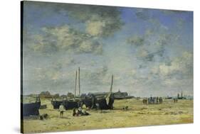 The Beach at Berck-Eugène Boudin-Stretched Canvas