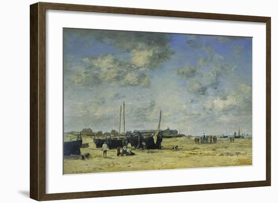 The Beach at Berck-Eugène Boudin-Framed Giclee Print