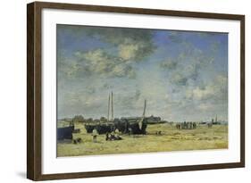 The Beach at Berck-Eugène Boudin-Framed Giclee Print