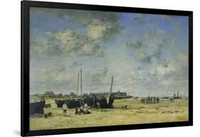 The Beach at Berck-Eugène Boudin-Framed Giclee Print