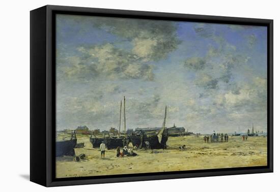 The Beach at Berck-Eugène Boudin-Framed Stretched Canvas