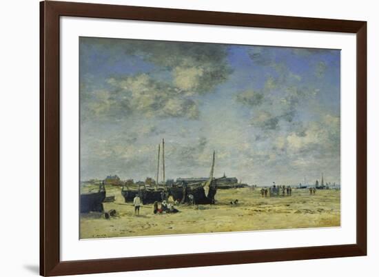 The Beach at Berck-Eugène Boudin-Framed Giclee Print