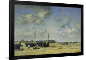 The Beach at Berck-Eugène Boudin-Framed Giclee Print