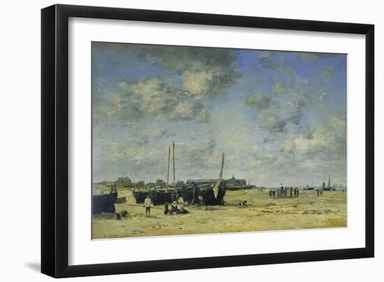 The Beach at Berck-Eugène Boudin-Framed Giclee Print