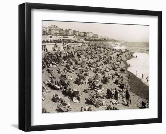 The Beach at Brighton, Sussex (1930)-null-Framed Photographic Print