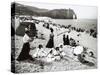 The Beach at Etretat, C.1900-null-Stretched Canvas