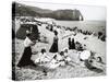 The Beach at Etretat, C.1900-null-Stretched Canvas