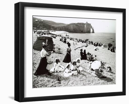 The Beach at Etretat, C.1900-null-Framed Photographic Print