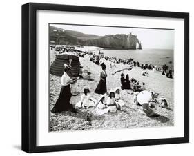 The Beach at Etretat, C.1900-null-Framed Photographic Print