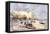 The Beach at Etretat-Luigi Loir-Framed Stretched Canvas