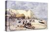 The Beach at Etretat-Luigi Loir-Stretched Canvas