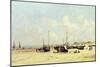 The Beach at Low Tide, Berck, 1890-97-Eugène Boudin-Mounted Giclee Print