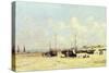 The Beach at Low Tide, Berck, 1890-97-Eugène Boudin-Stretched Canvas