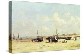 The Beach at Low Tide, Berck, 1890-97-Eugène Boudin-Stretched Canvas