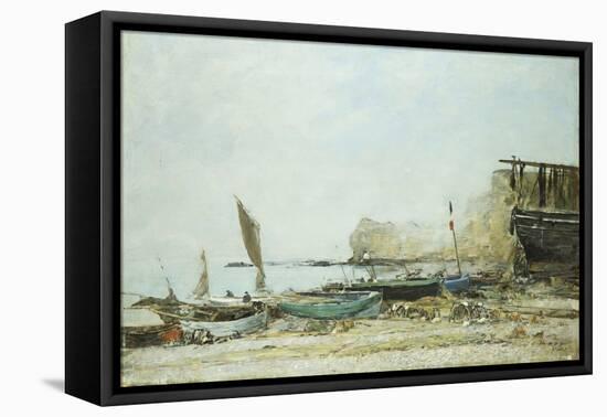 The Beach at Low-Tide in Mist-Eugene Louis Boudin-Framed Stretched Canvas