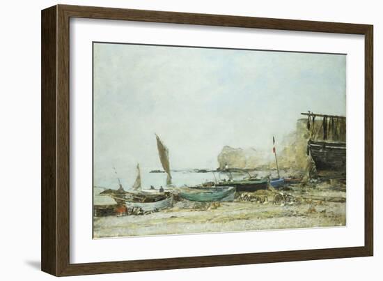 The Beach at Low-Tide in Mist-Eugene Louis Boudin-Framed Giclee Print